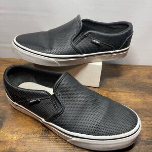Vans Classic Slip On Black Perforated LeatherWomen's Size 8  Athletic Shoes
